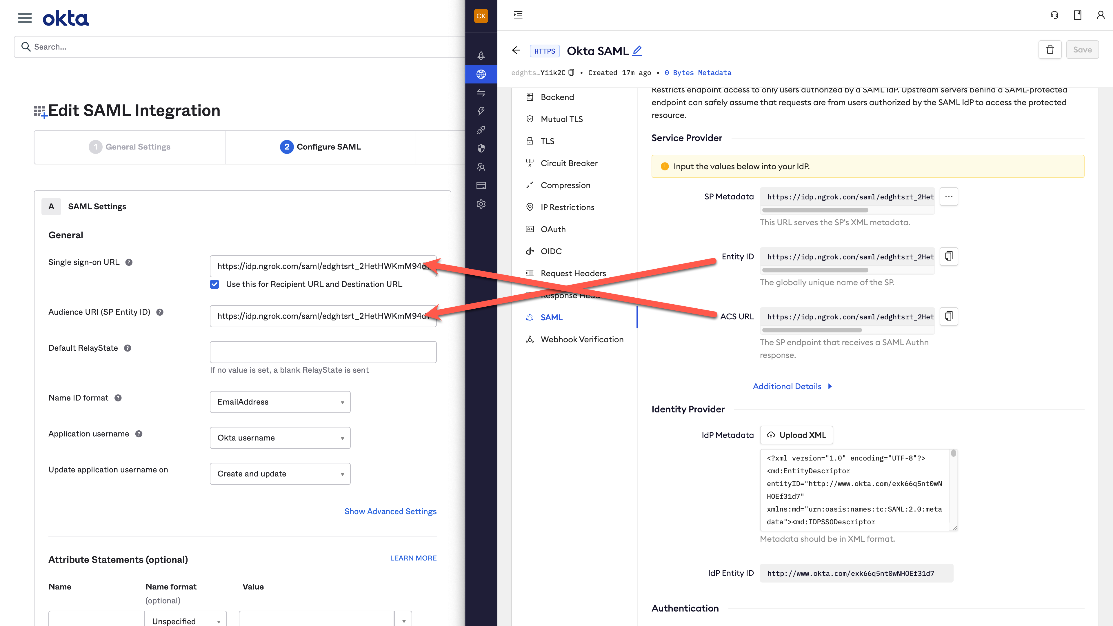 Update Okta with SP values