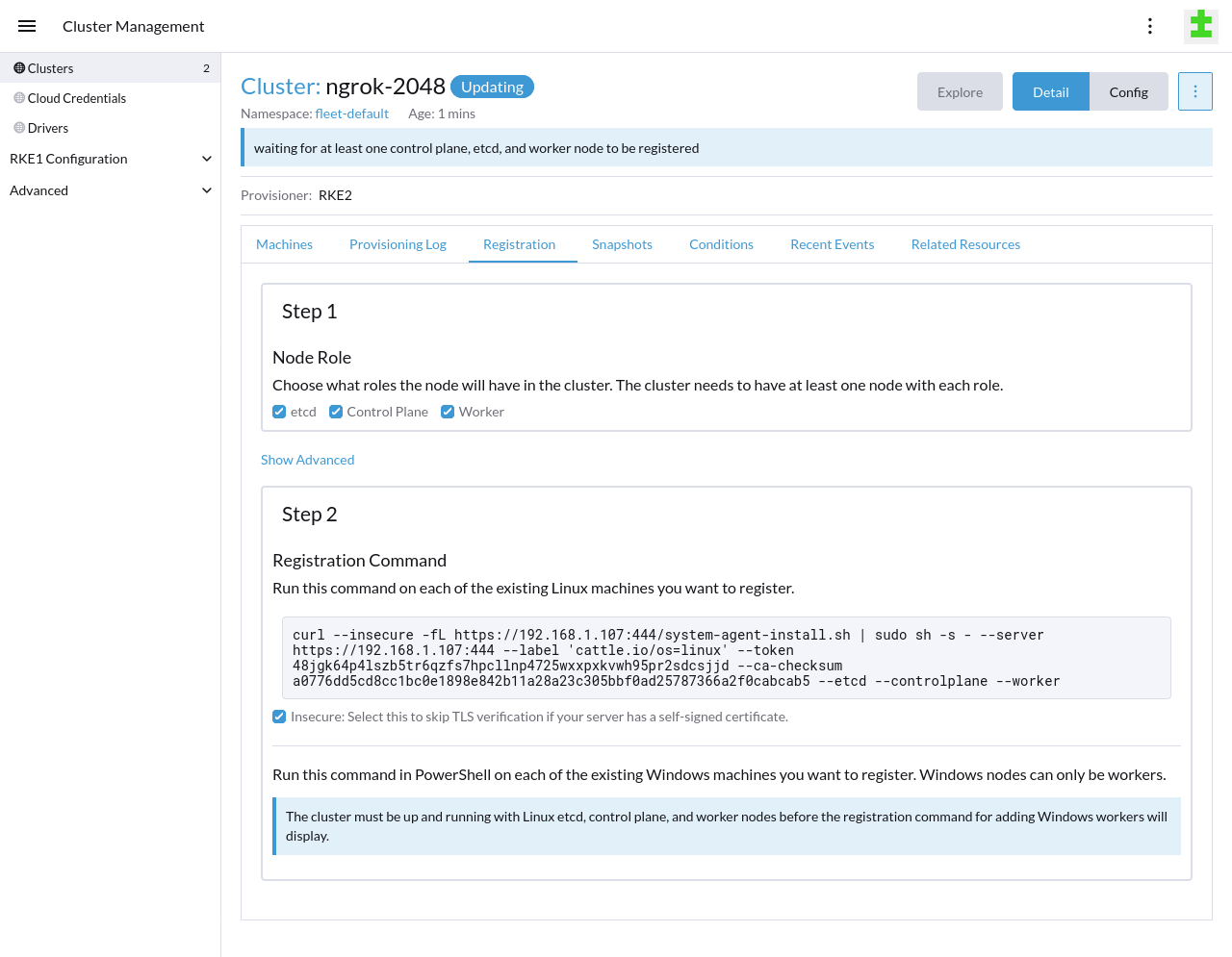 Configure the agent registration command